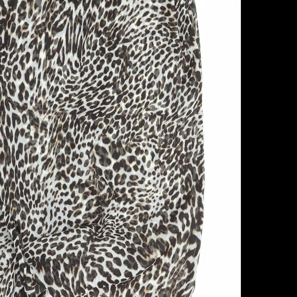 Primark Womens Brown Animal Print  Basic Blouse Size 8