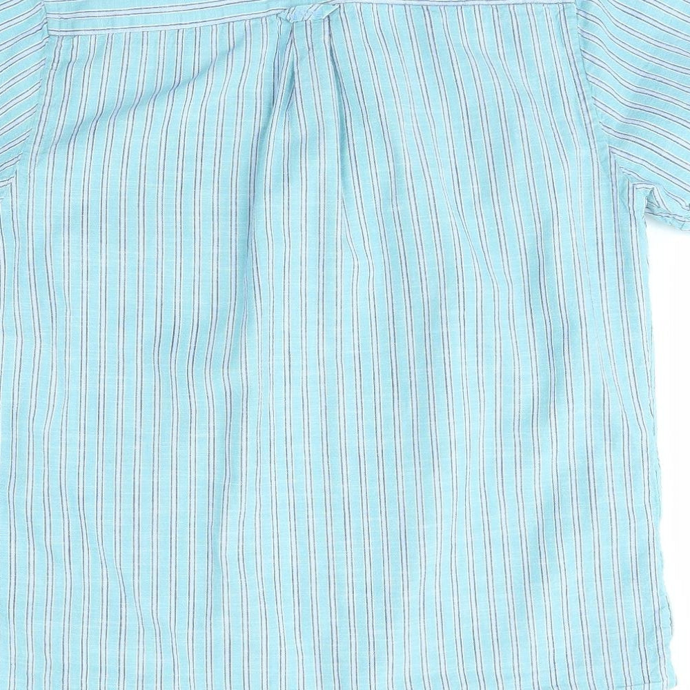 Maine Mens Green Striped   Button-Up Size M