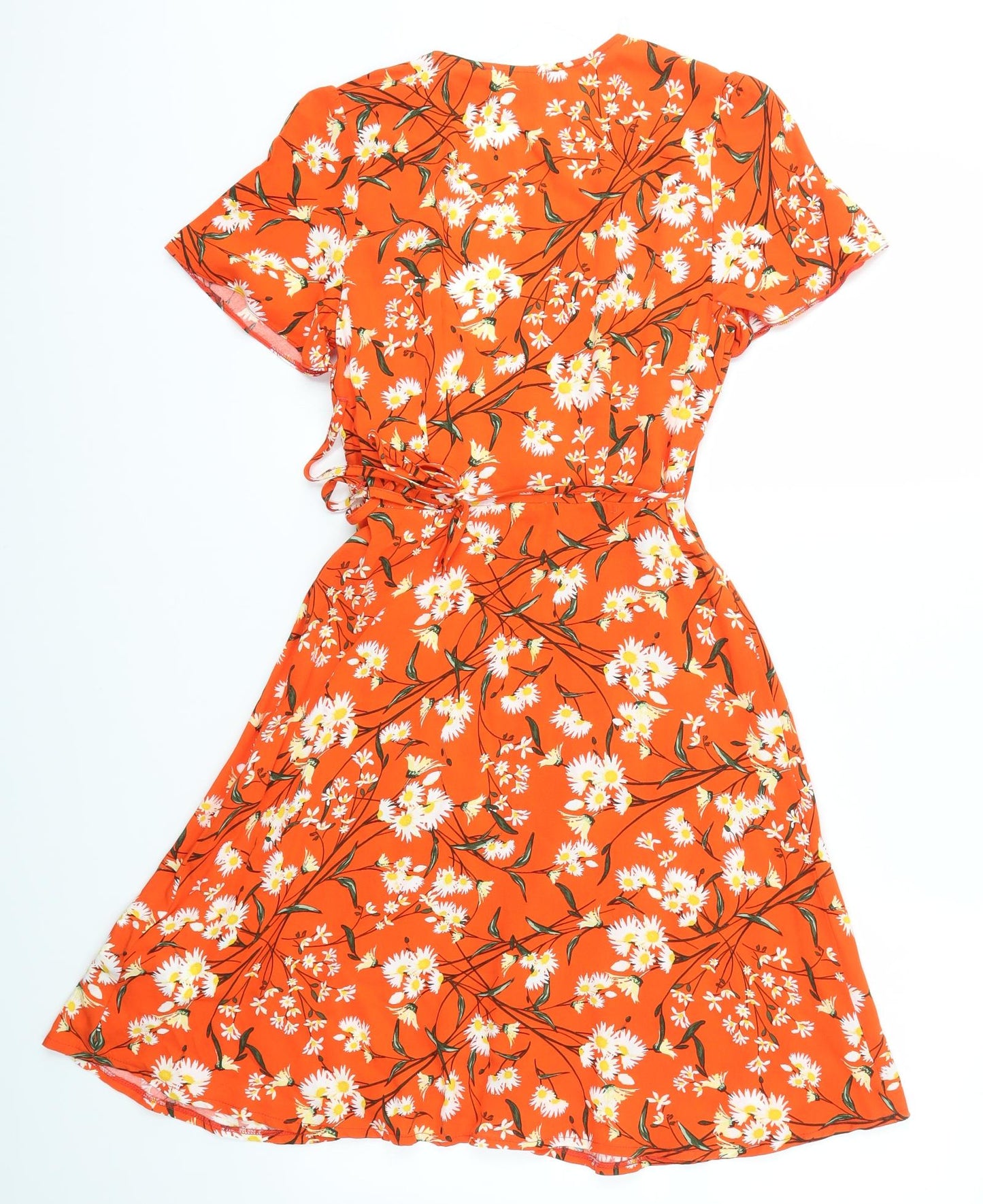 Primark Womens Orange Floral  A-Line  Size 8