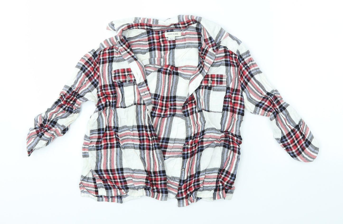 River Island Boys Ivory Check  Basic Button-Up Size 6 Years