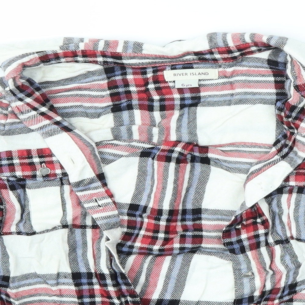 River Island Boys Ivory Check  Basic Button-Up Size 6 Years