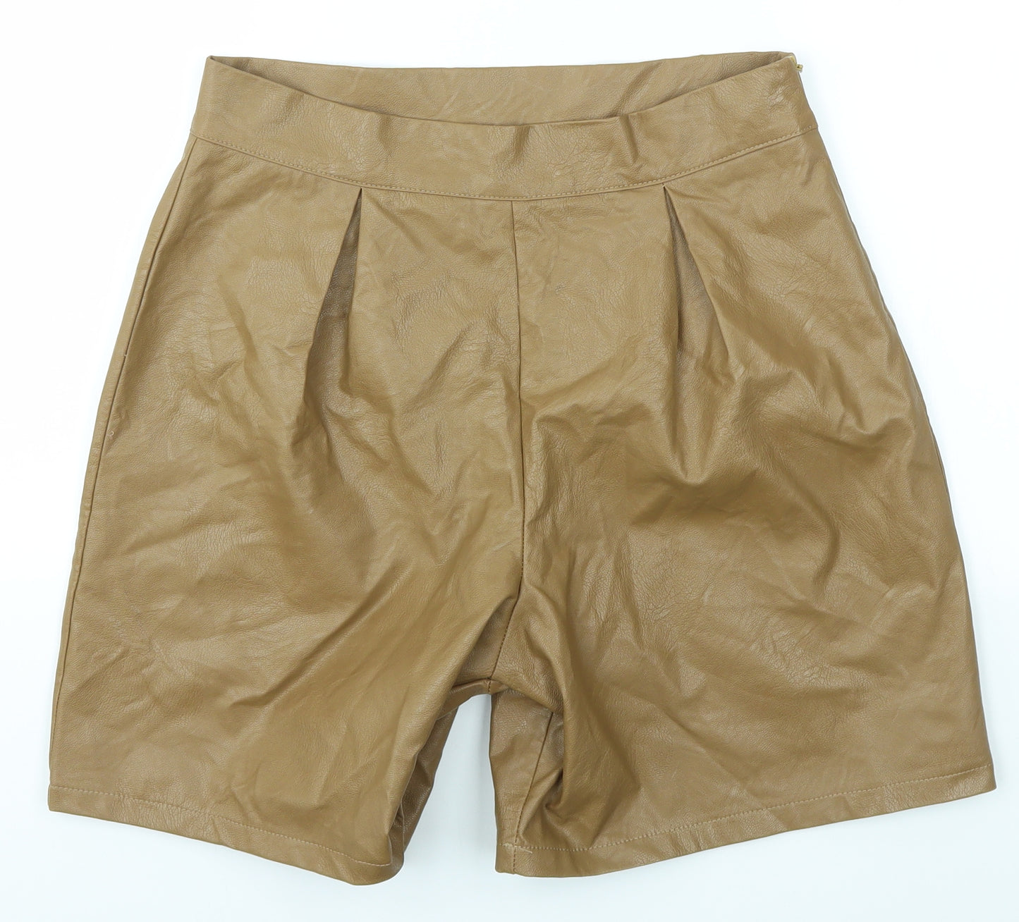 Preworn Womens Brown   Mom Shorts Size 30 in - LEATHER LOOK