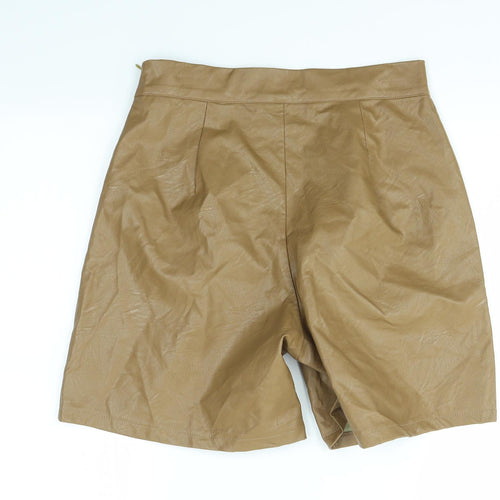 Preworn Womens Brown   Mom Shorts Size 30 in - LEATHER LOOK