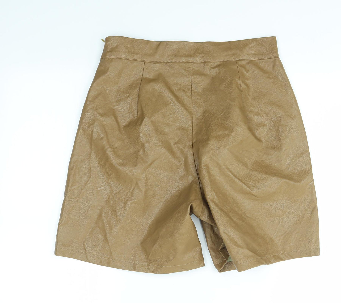Preworn Womens Brown   Mom Shorts Size 30 in - LEATHER LOOK