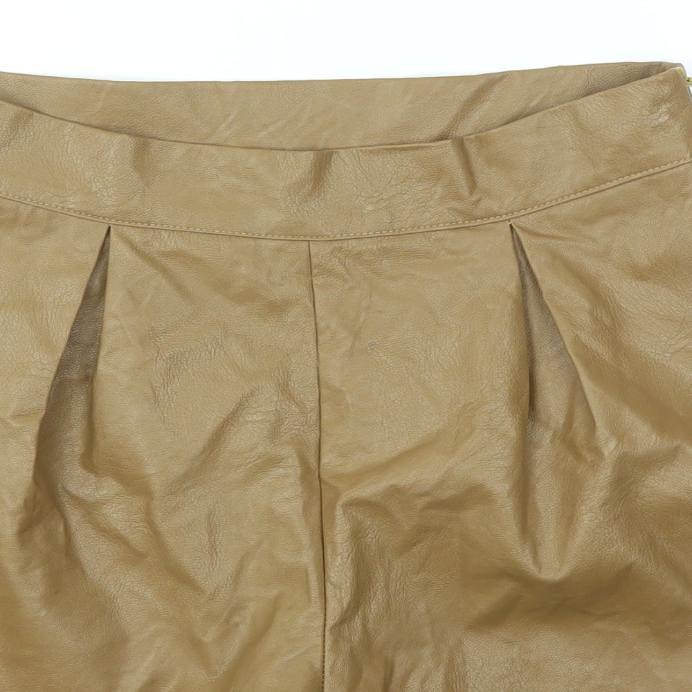 Preworn Womens Brown   Mom Shorts Size 30 in - LEATHER LOOK