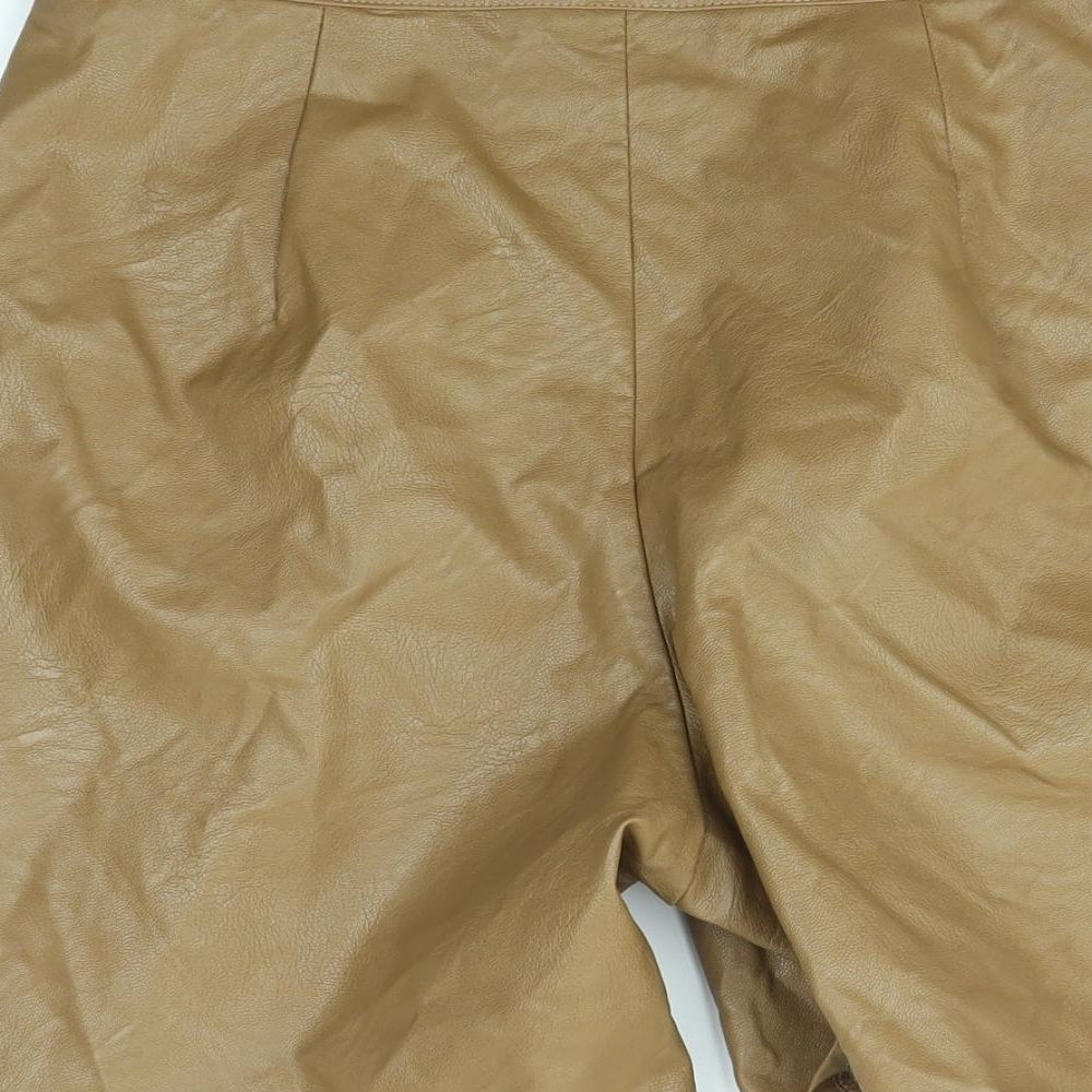 Preworn Womens Brown   Mom Shorts Size 30 in - LEATHER LOOK