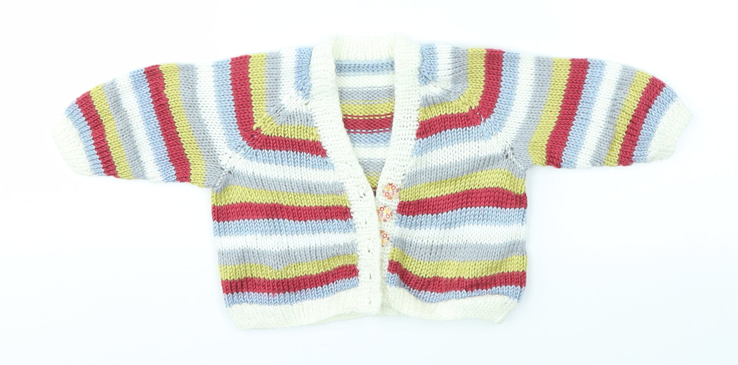 Preworn Baby Multicoloured Striped  Cardigan Jumper Size 3-6 Months