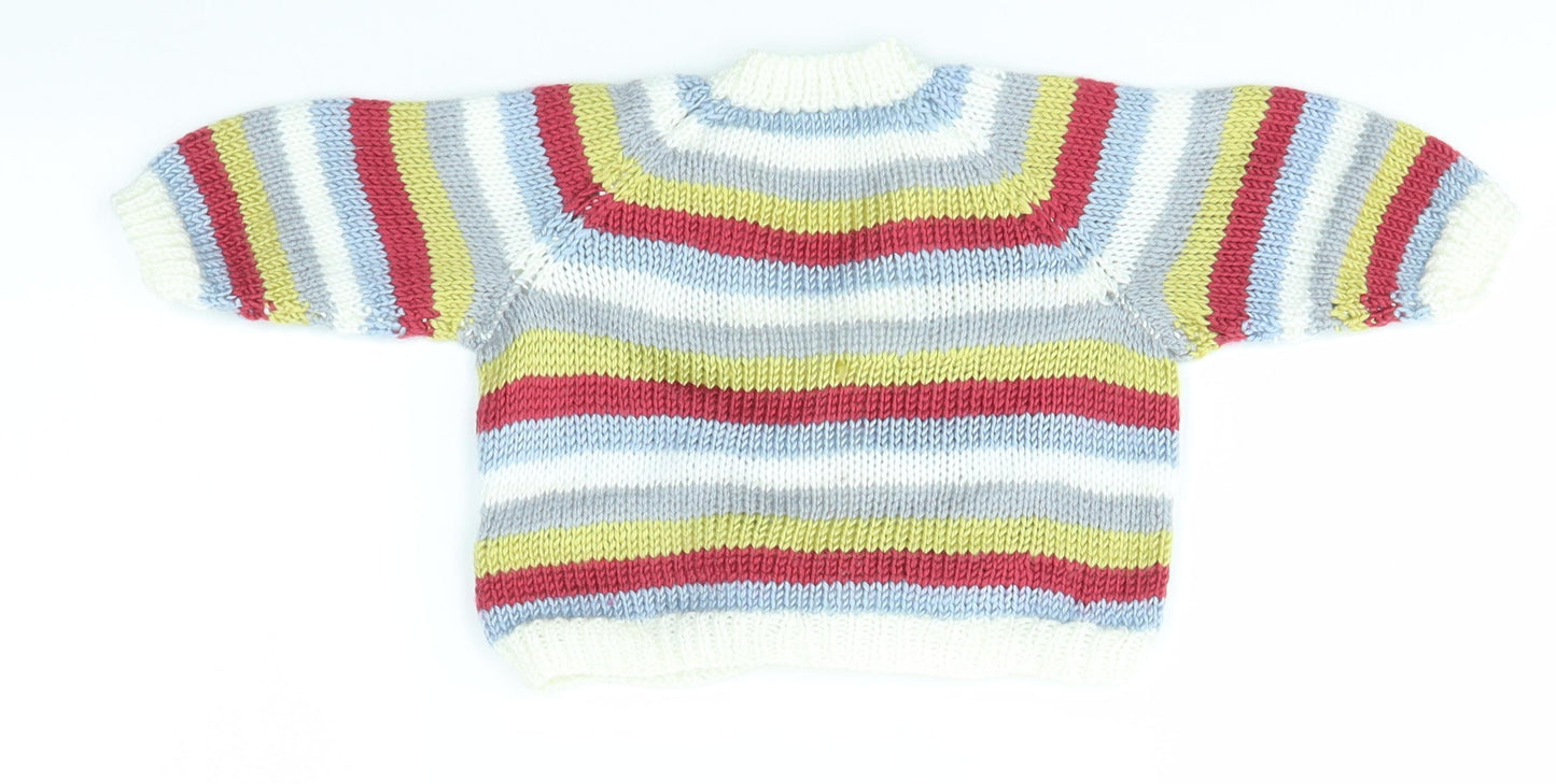Preworn Baby Multicoloured Striped  Cardigan Jumper Size 3-6 Months