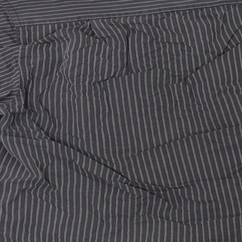 M&S Mens Grey Striped   Dress Shirt Size 17.5