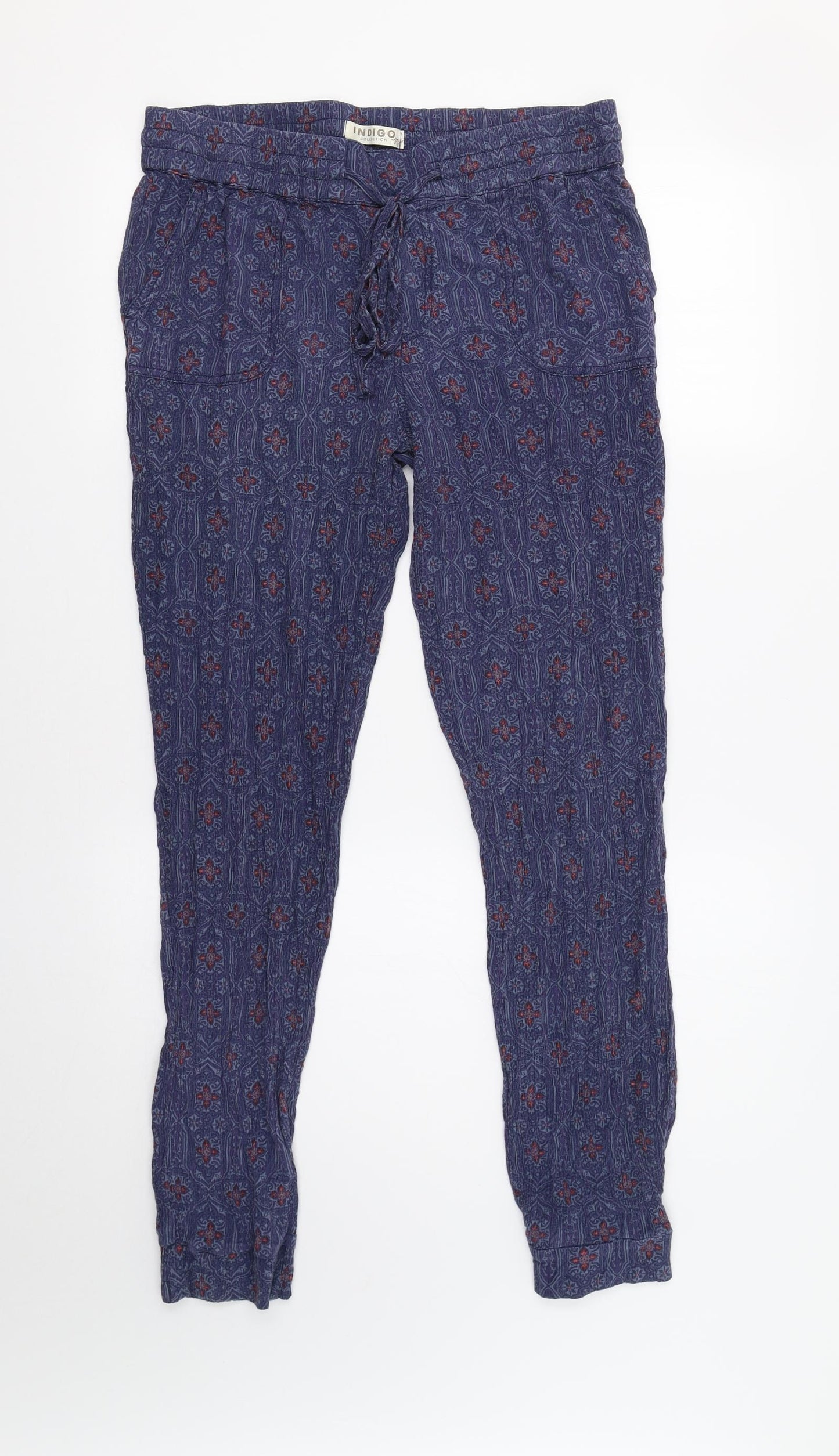 M&S Womens Blue Floral  Trousers  Size 14 L29 in