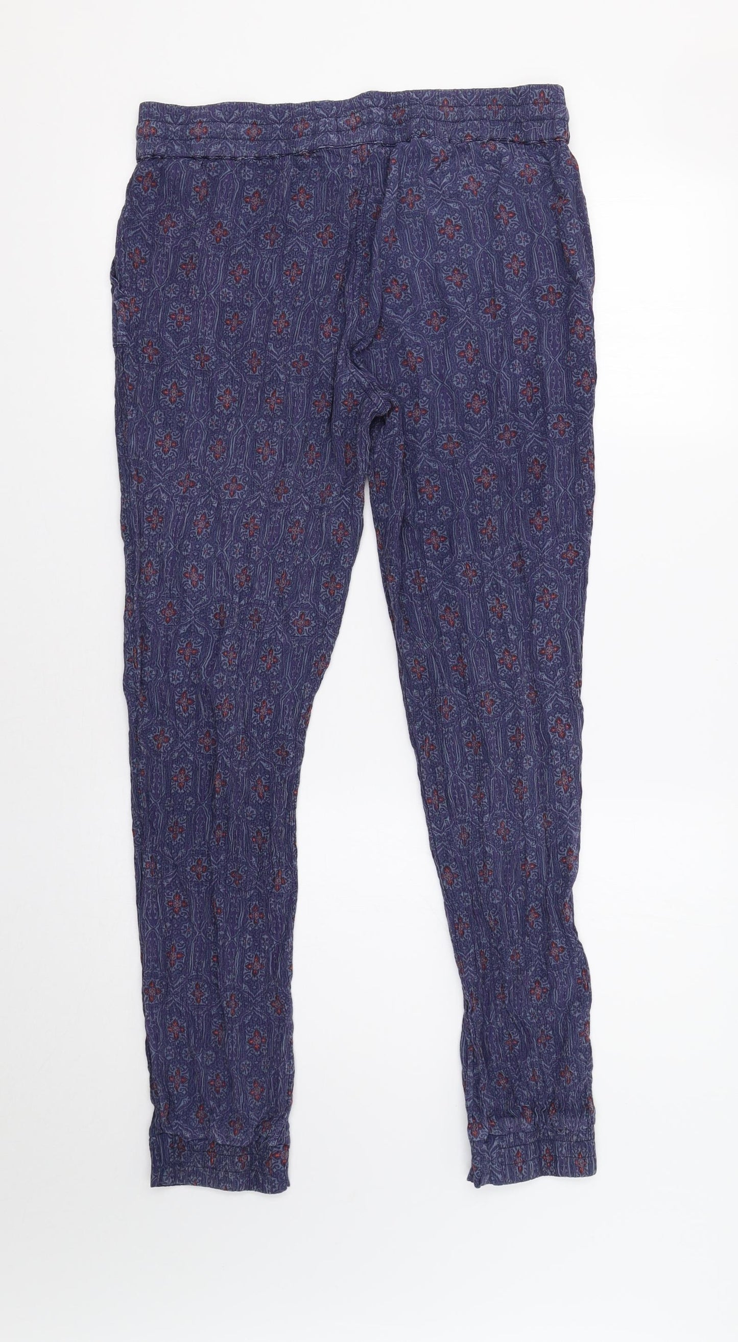 M&S Womens Blue Floral  Trousers  Size 14 L29 in