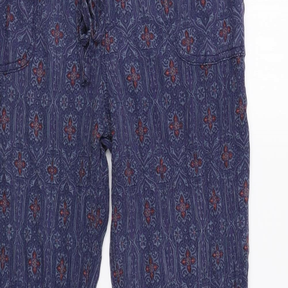 M&S Womens Blue Floral  Trousers  Size 14 L29 in