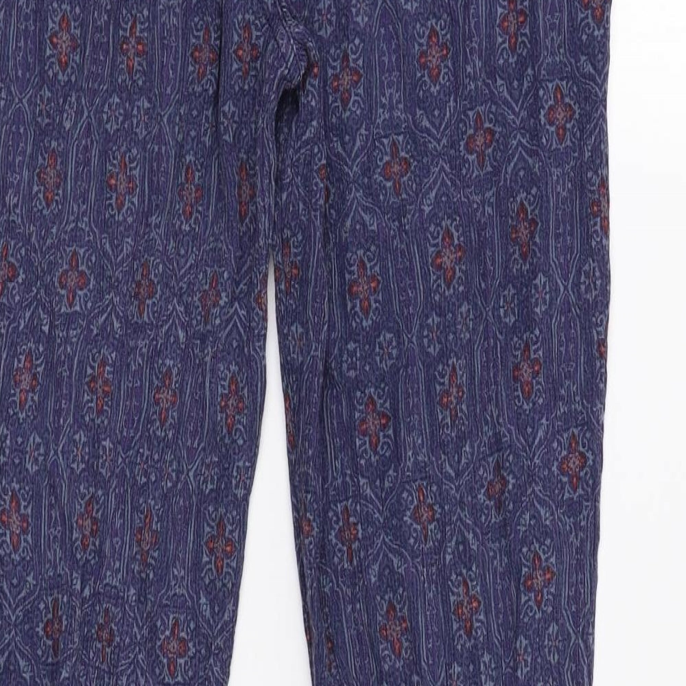 M&S Womens Blue Floral  Trousers  Size 14 L29 in