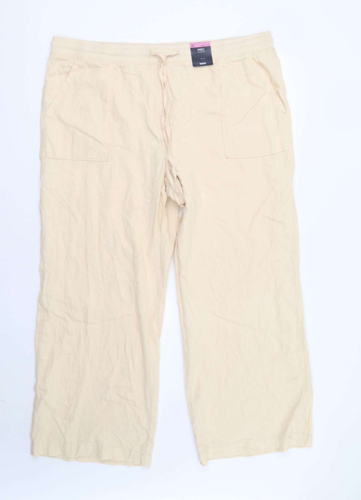 M&S Womens Beige   Trousers  Size 22 L28 in