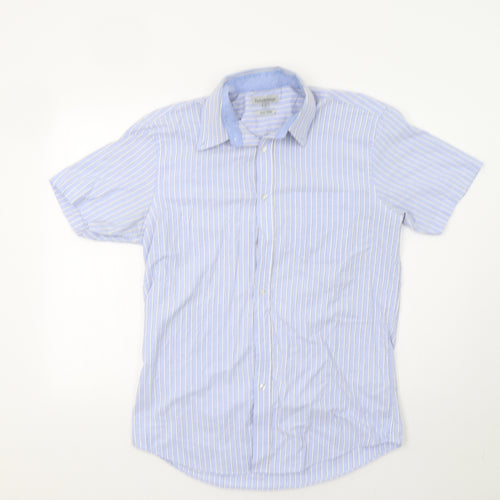 Taylor & Wright Mens Blue Striped   Button-Up Size 16