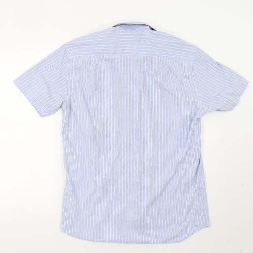 Taylor & Wright Mens Blue Striped   Button-Up Size 16