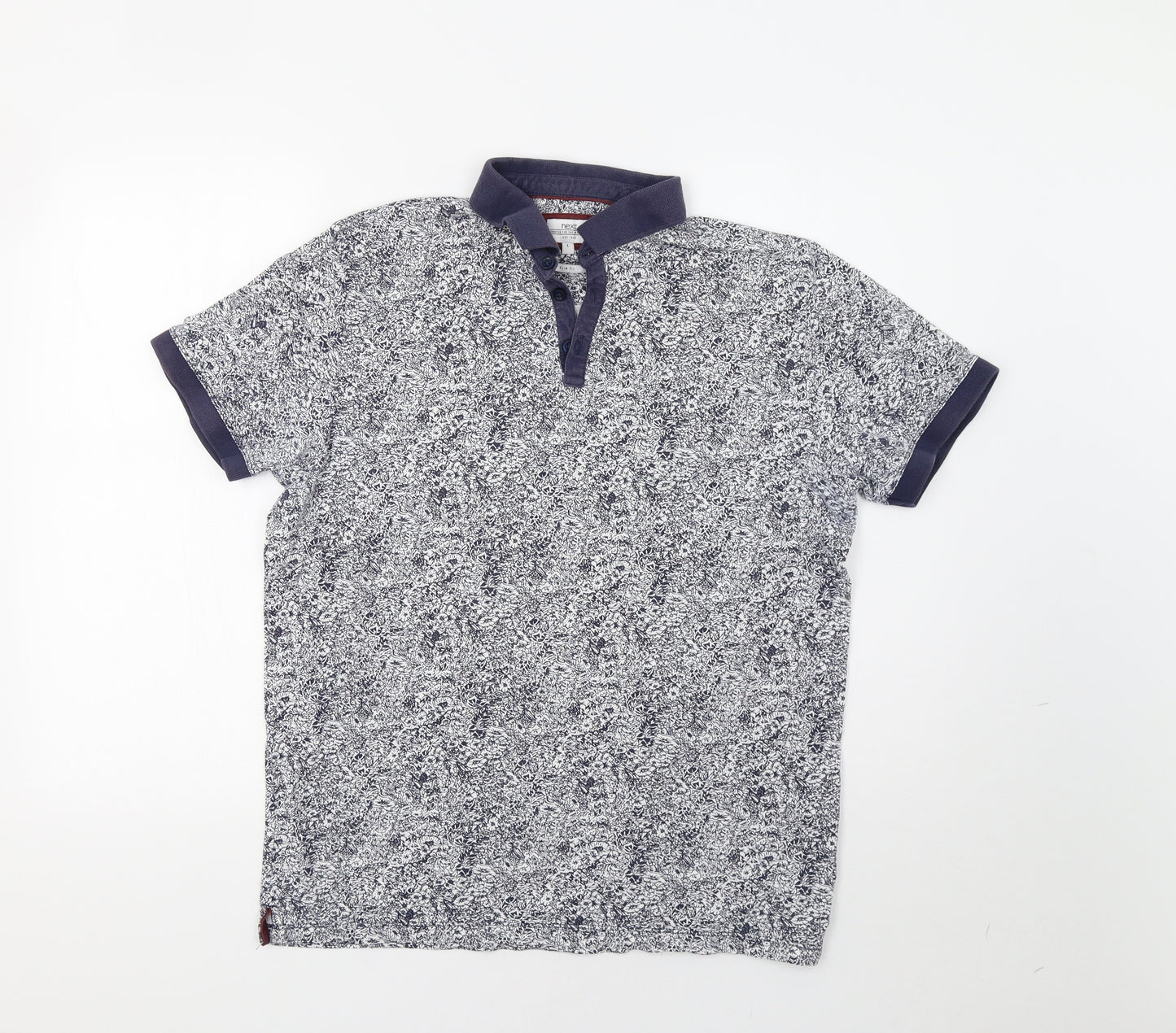 NEXT Mens Blue Floral   Polo Size L