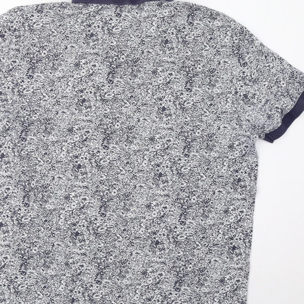 NEXT Mens Blue Floral   Polo Size L