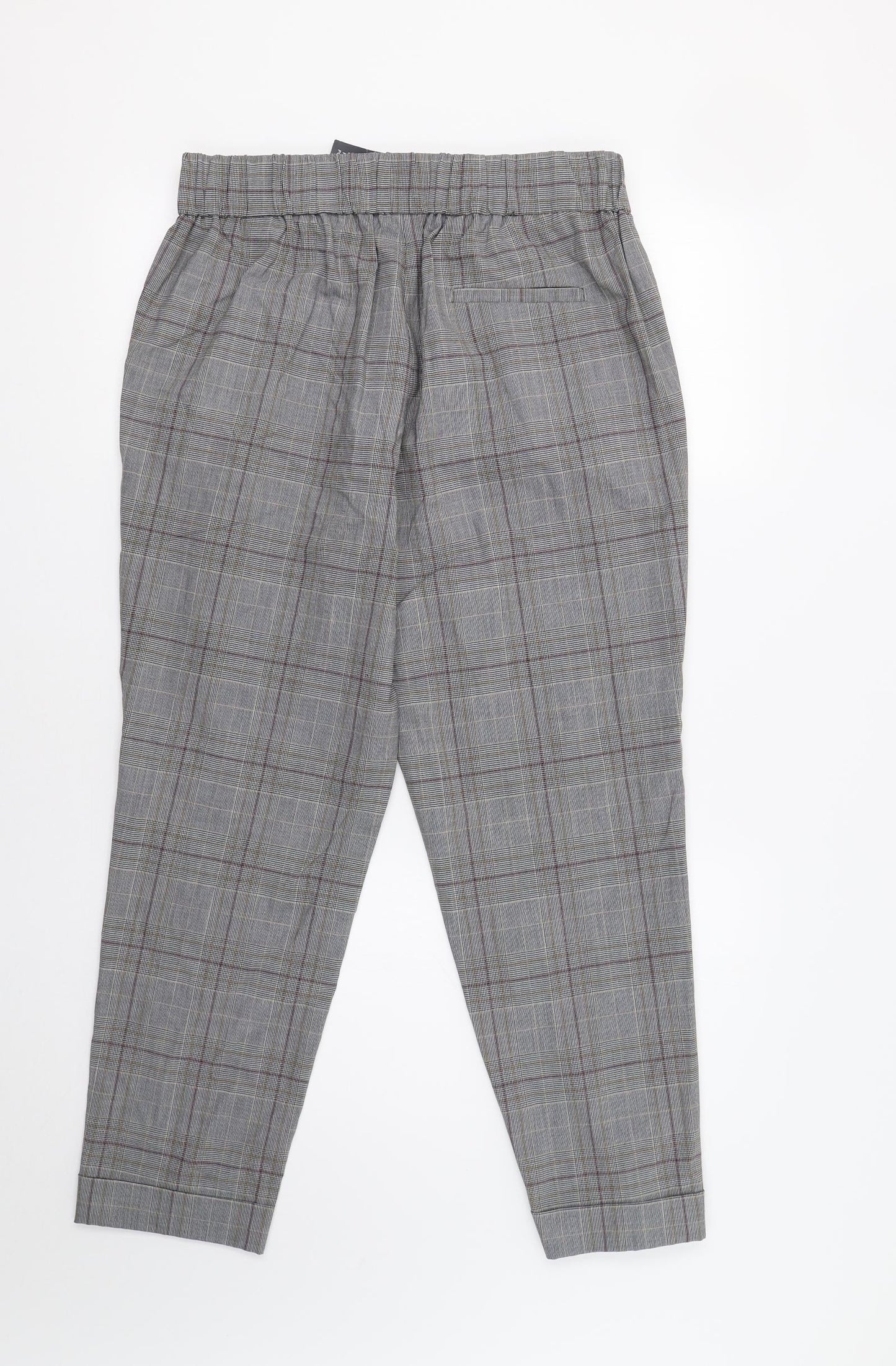 M&S Womens Grey Check  Dress Pants Trousers Size 14 L29 in