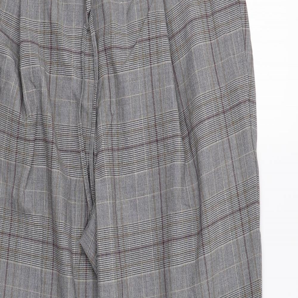 M&S Womens Grey Check  Dress Pants Trousers Size 14 L29 in