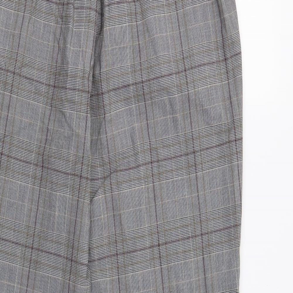 M&S Womens Grey Check  Dress Pants Trousers Size 14 L29 in