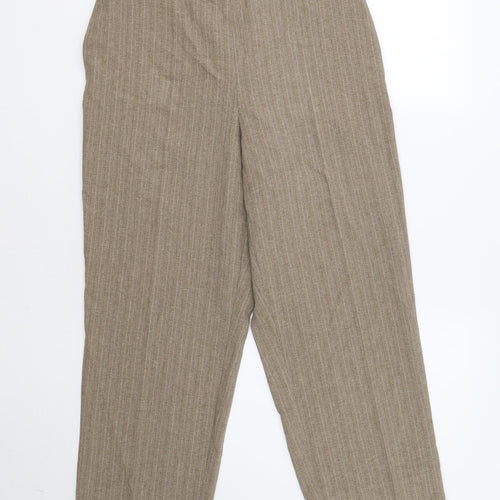 BHS Womens Beige Striped  Trousers  Size 14 L28 in
