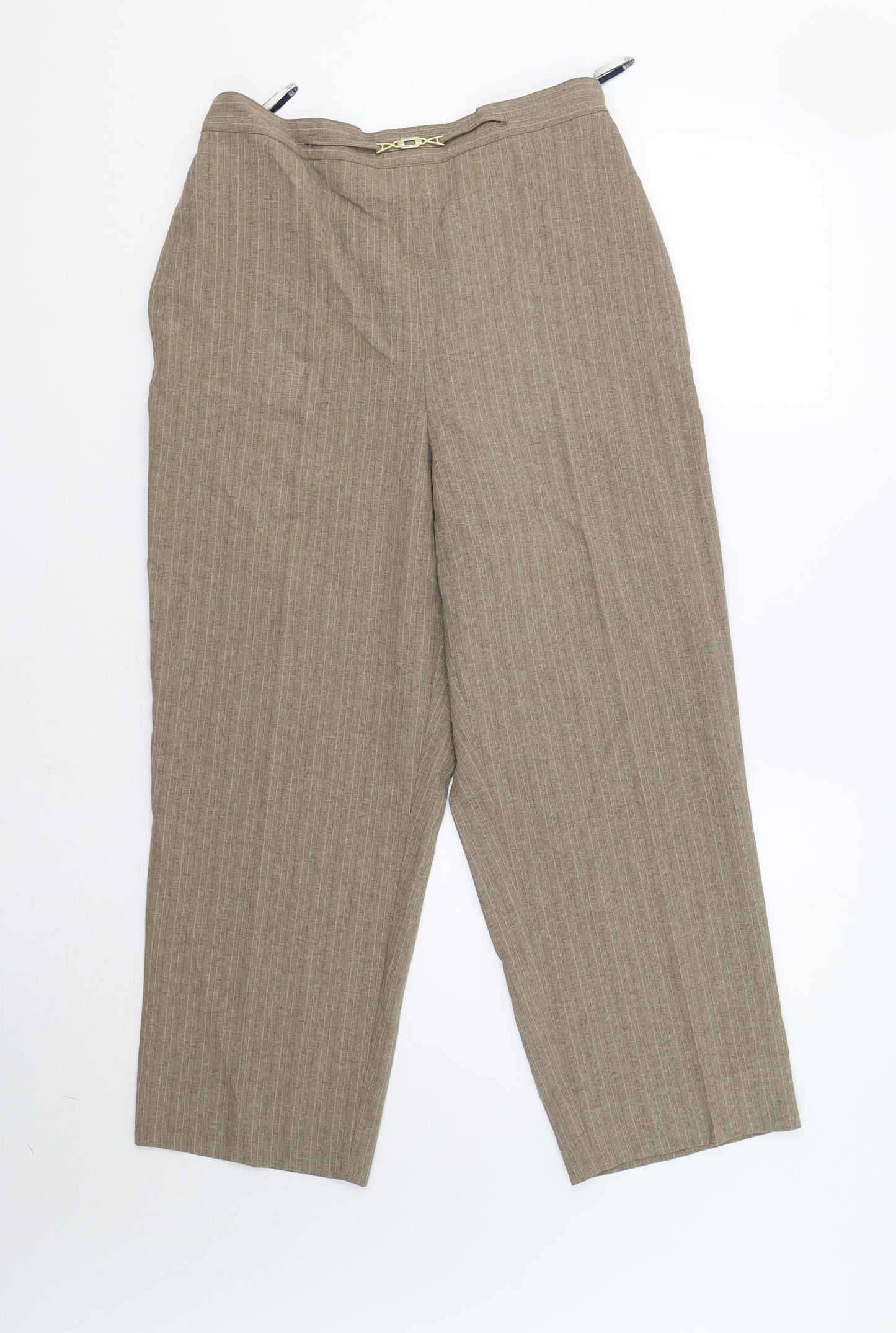 BHS Womens Beige Striped  Trousers  Size 14 L28 in