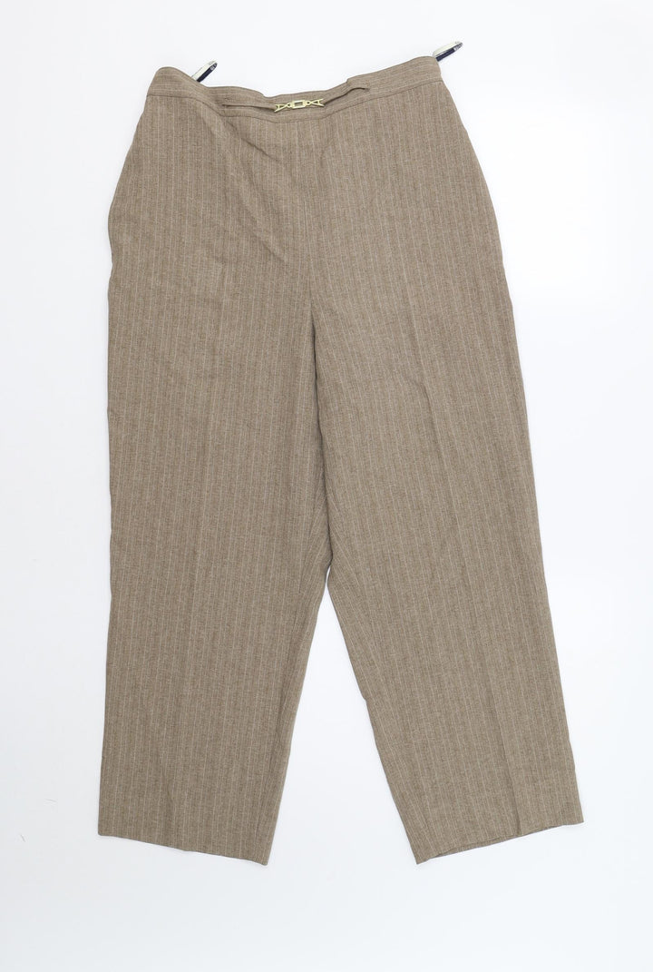 BHS Womens Beige Striped  Trousers  Size 14 L28 in