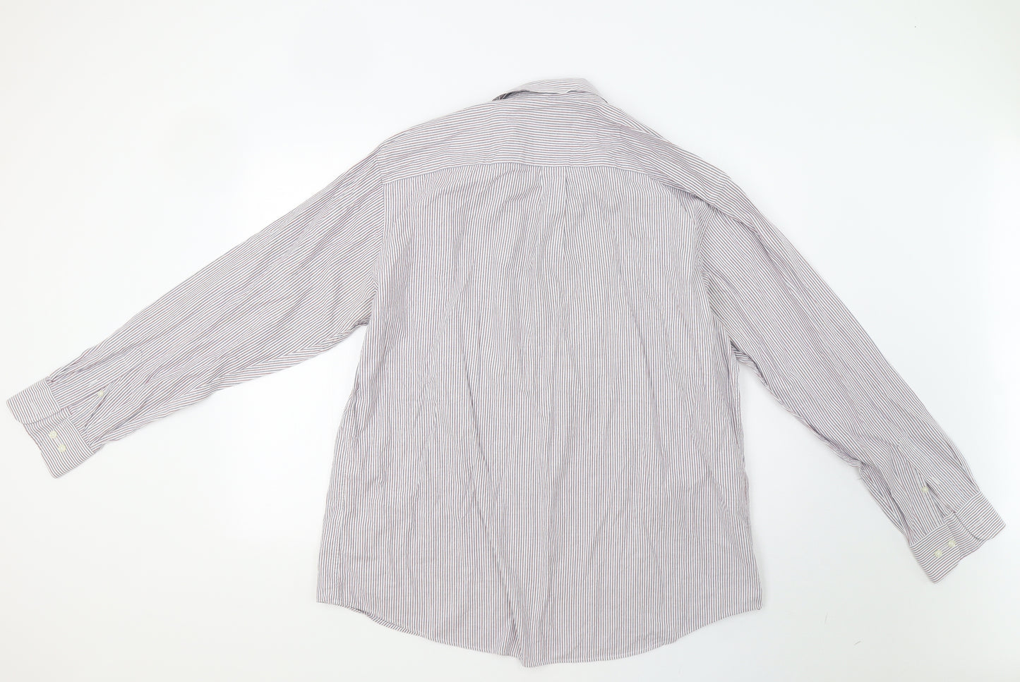 M&S Mens Blue Striped   Dress Shirt Size 17.5