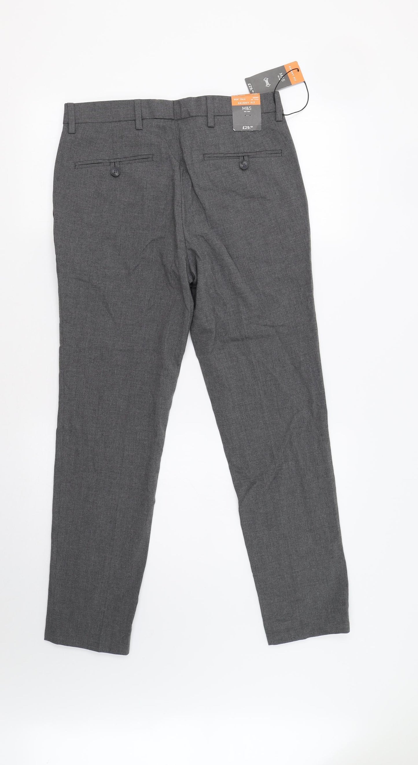 M&S Mens Grey   Dress Pants Trousers Size 30 L29 in