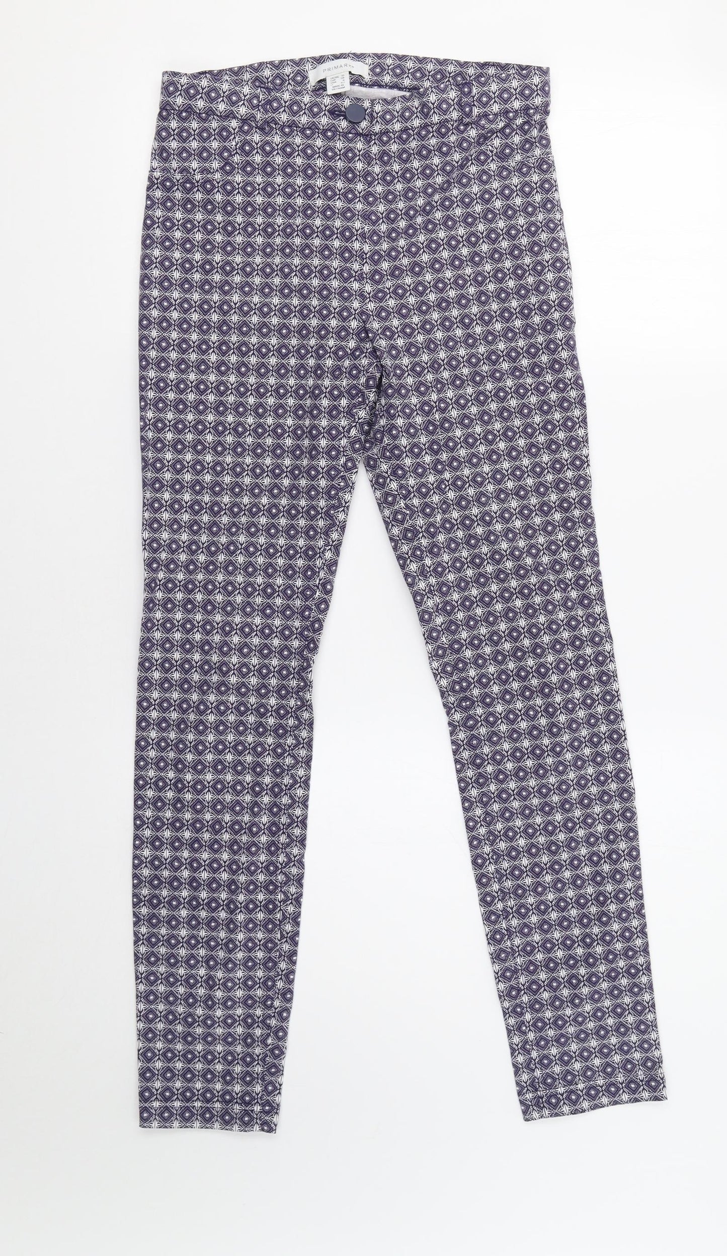 Primark Womens Blue Floral  Trousers  Size 10 L28 in