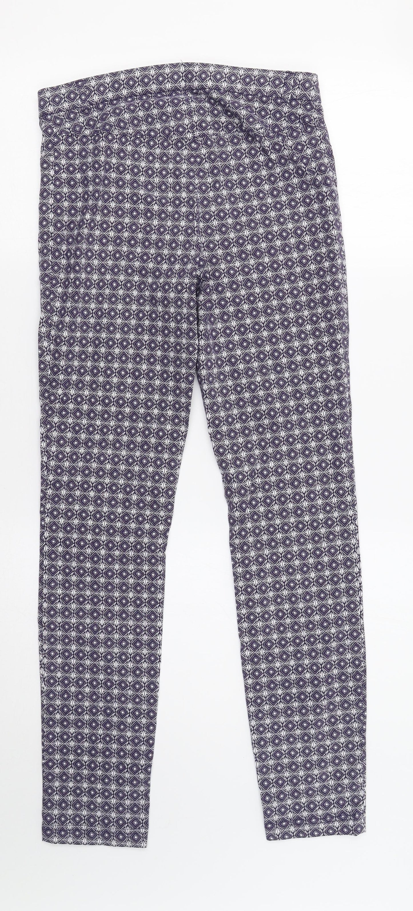 Primark Womens Blue Floral  Trousers  Size 10 L28 in