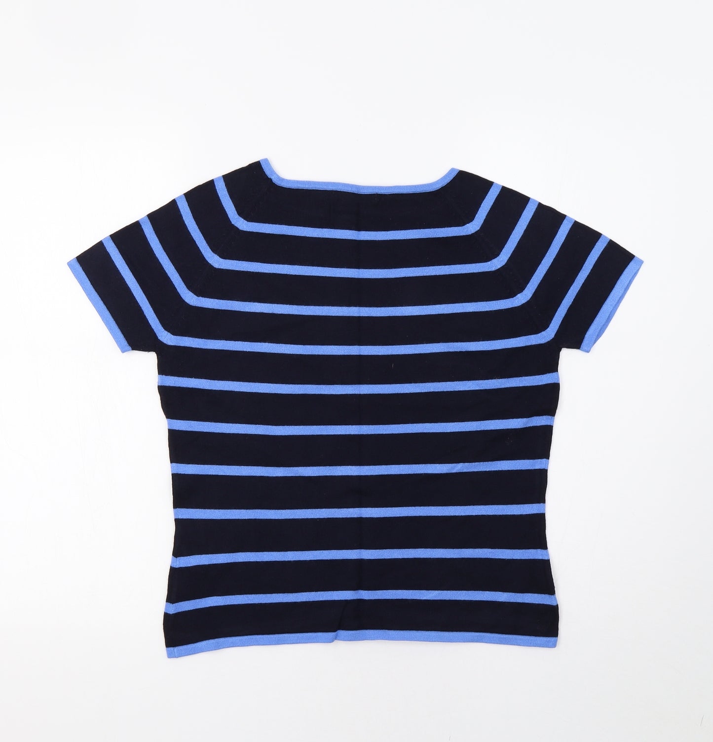 M&S Womens Blue Striped  Pullover Jumper Size 14
