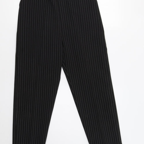 Preworn Womens Black Striped  Trousers  Size 16 L28 in