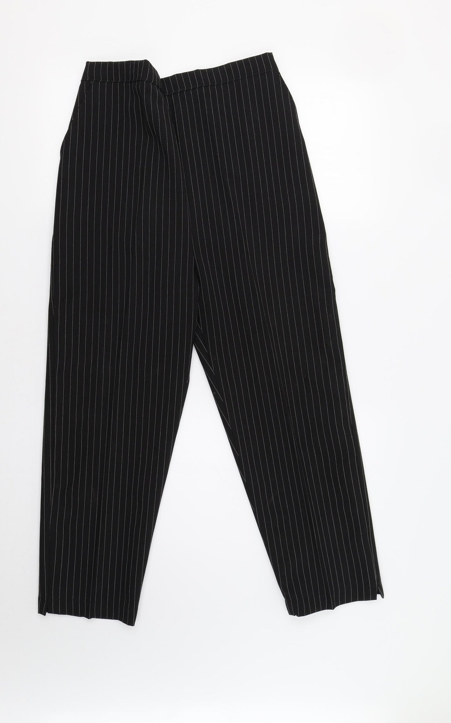 Preworn Womens Black Striped  Trousers  Size 16 L28 in