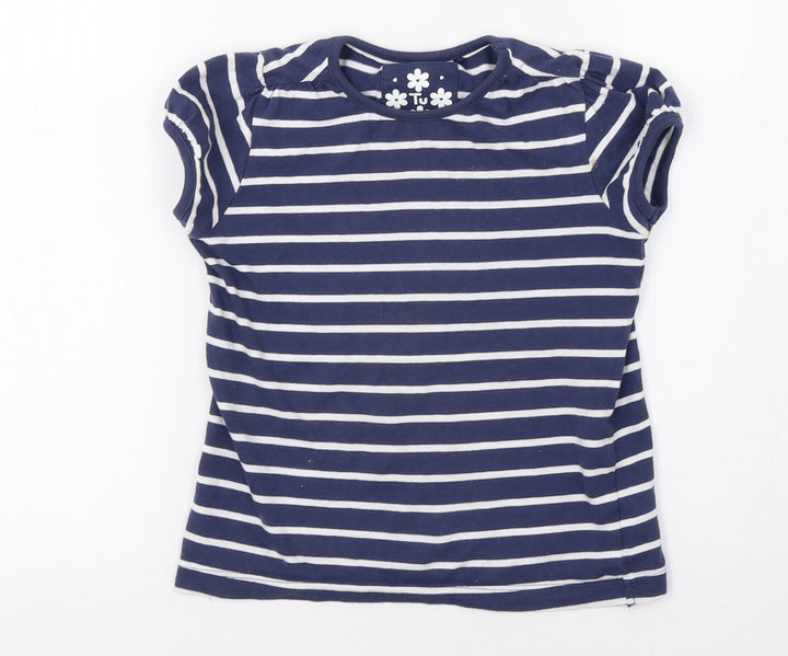 RTu Girls Blue Striped  Basic T-Shirt Size 6 Years