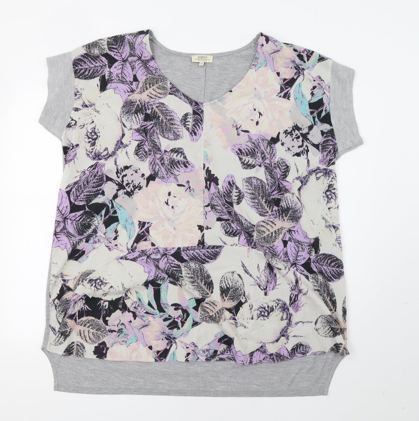 Papaya Womens Grey Floral  Basic Blouse Size 18