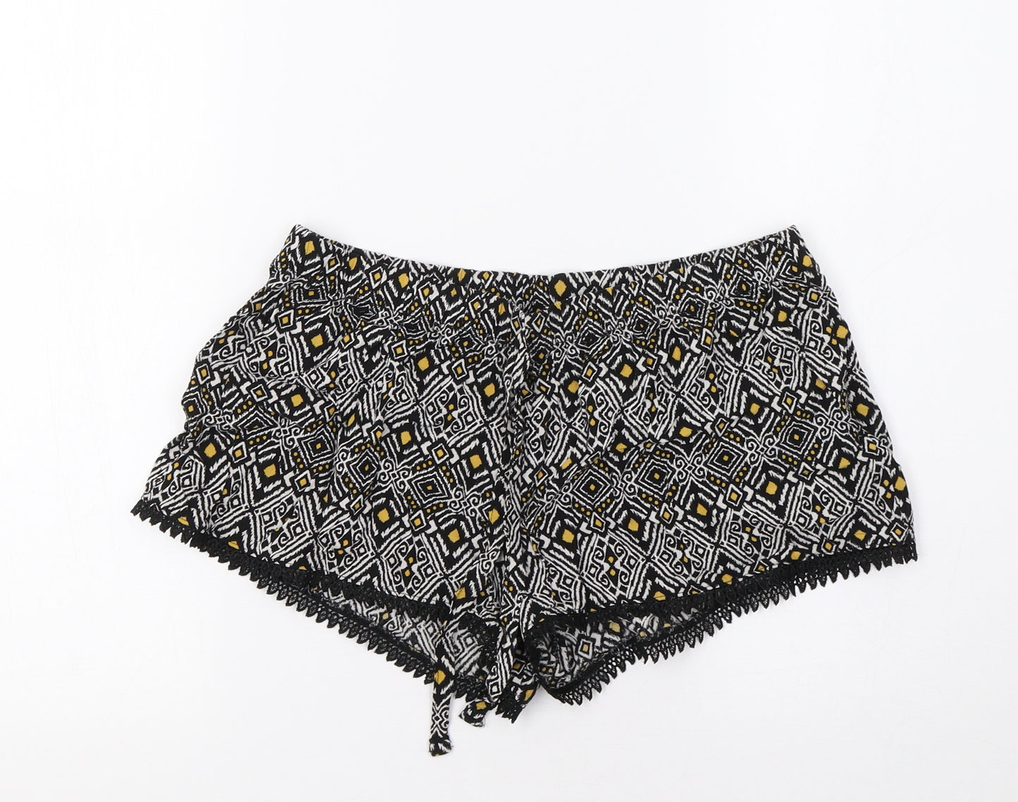 Primark Womens Black Geometric  Bermuda Shorts Size 10