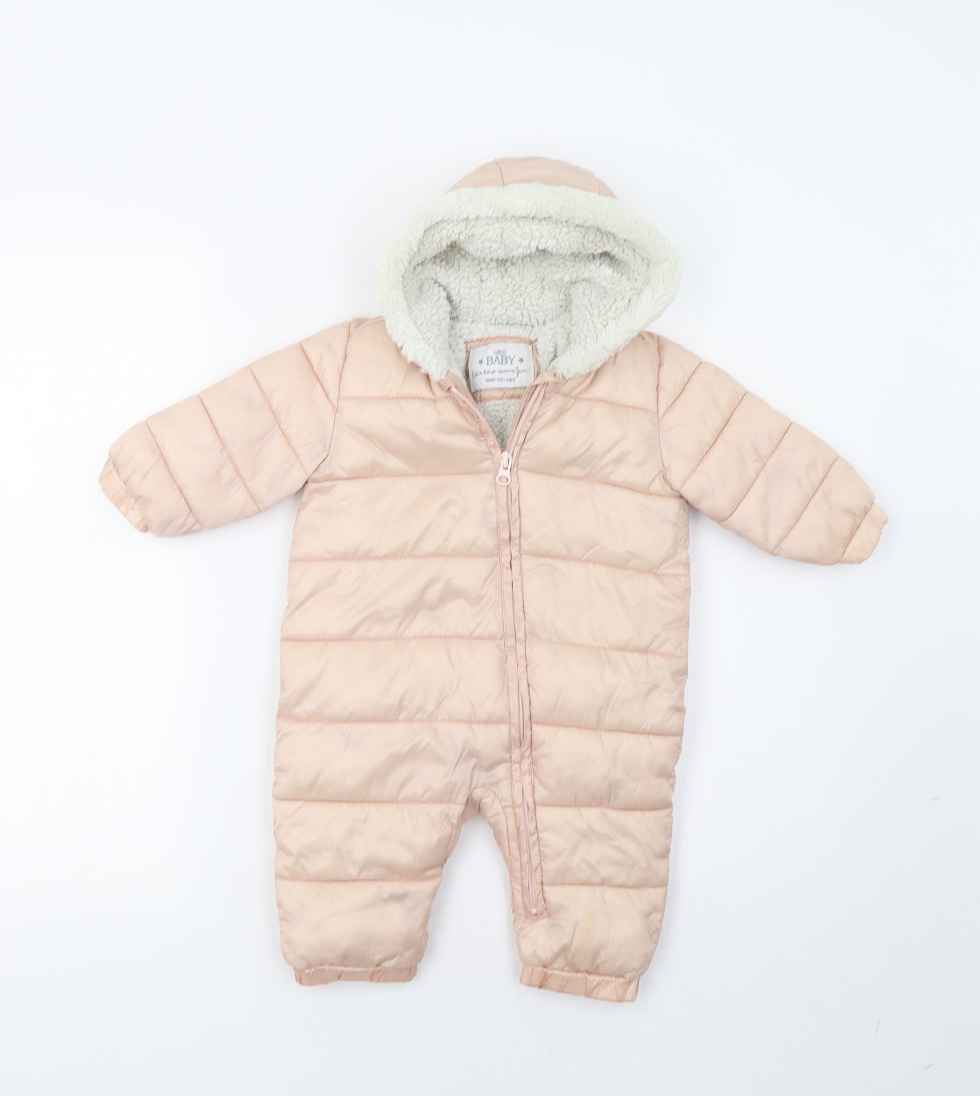 M&S Baby Pink   Coverall One-Piece Size 9-12 Months