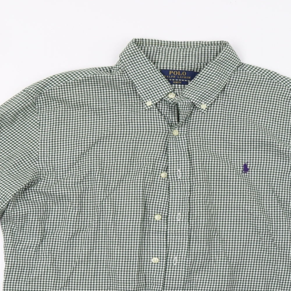 Polo Ralph Lauren Mens Green Check   Button-Up Size L