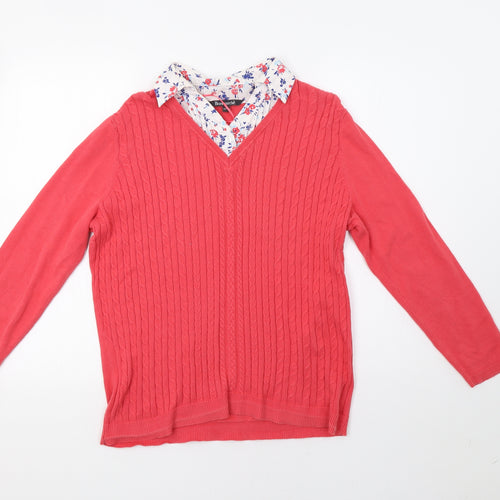 Bonmar Womens Pink Floral  Pullover Jumper Size 16