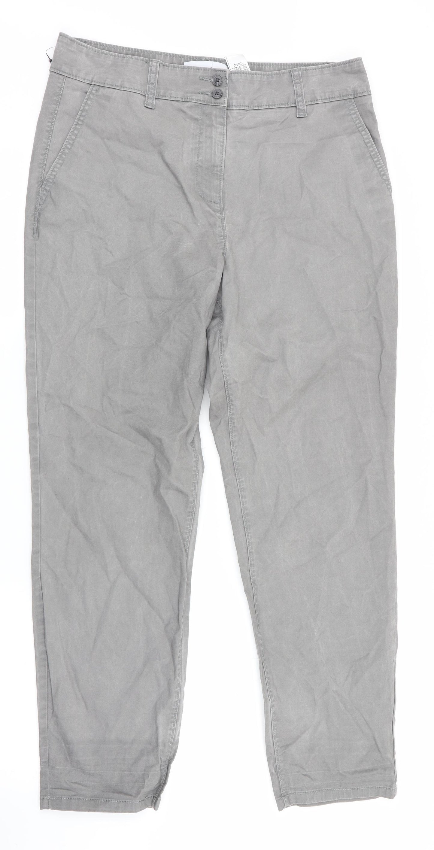 NEXT Womens Grey   Chino Trousers Size 12 L28 in