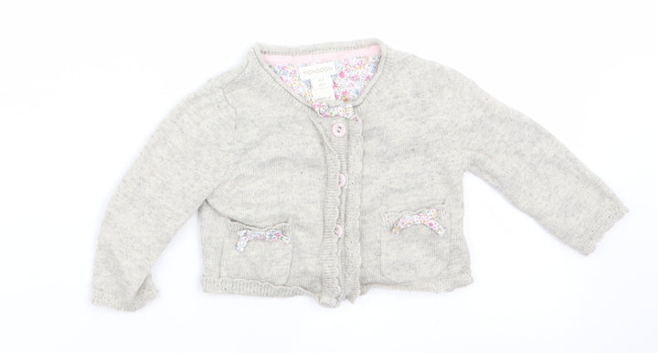 Monsoon Girls Grey Floral Cardigan Jumper Size 0-3 Months