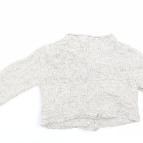 Monsoon Girls Grey Floral  Cardigan Jumper Size 0-3 Months