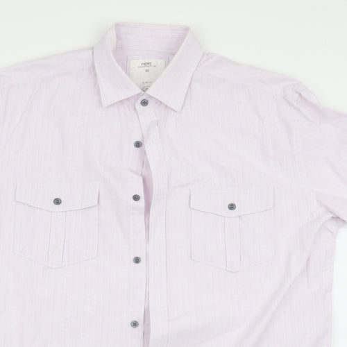 NEXT Mens Pink Striped   Button-Up Size M