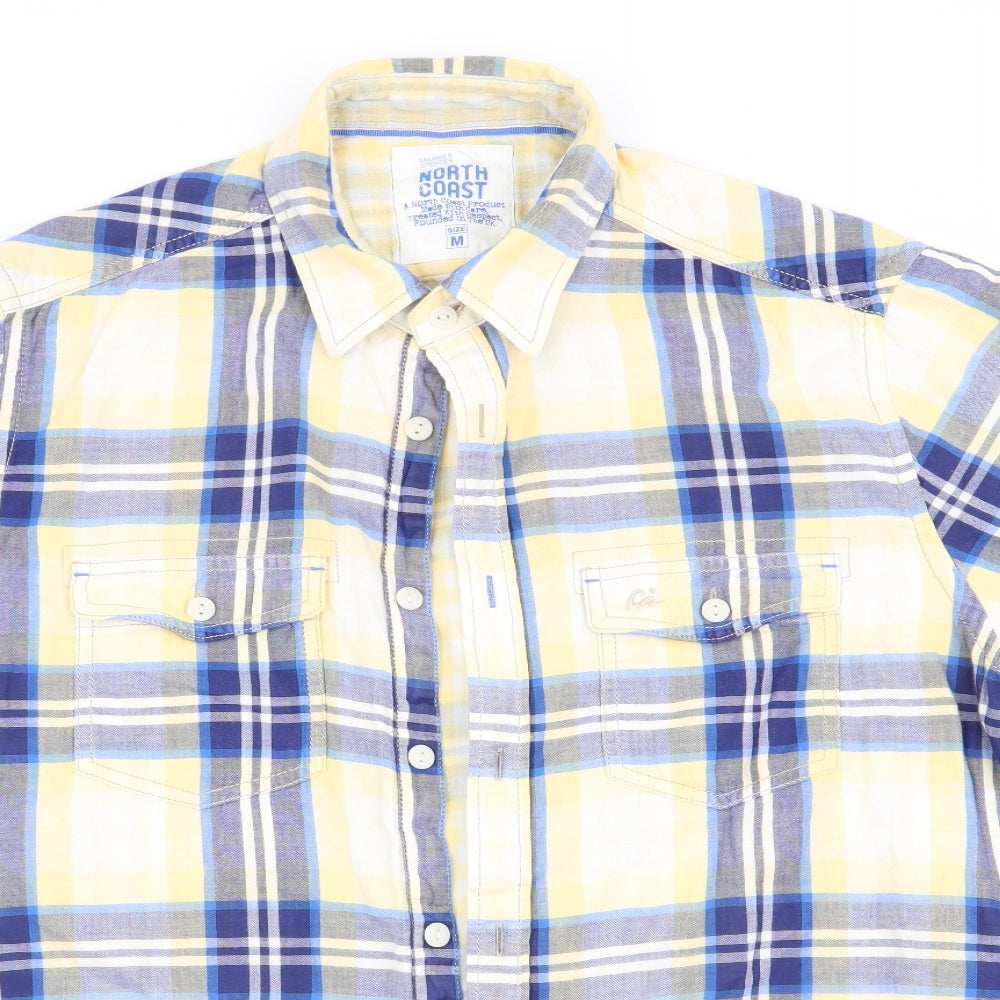 Marks and Spencer Mens Yellow Check   Button-Up Size M