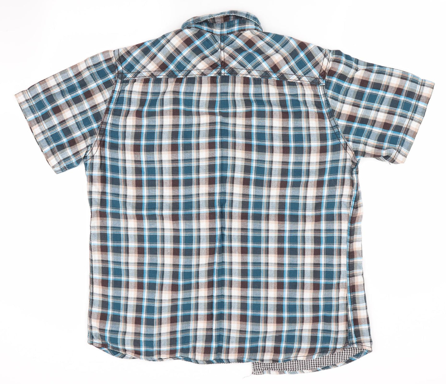 North Coast Mens Blue Check   Button-Up Size M