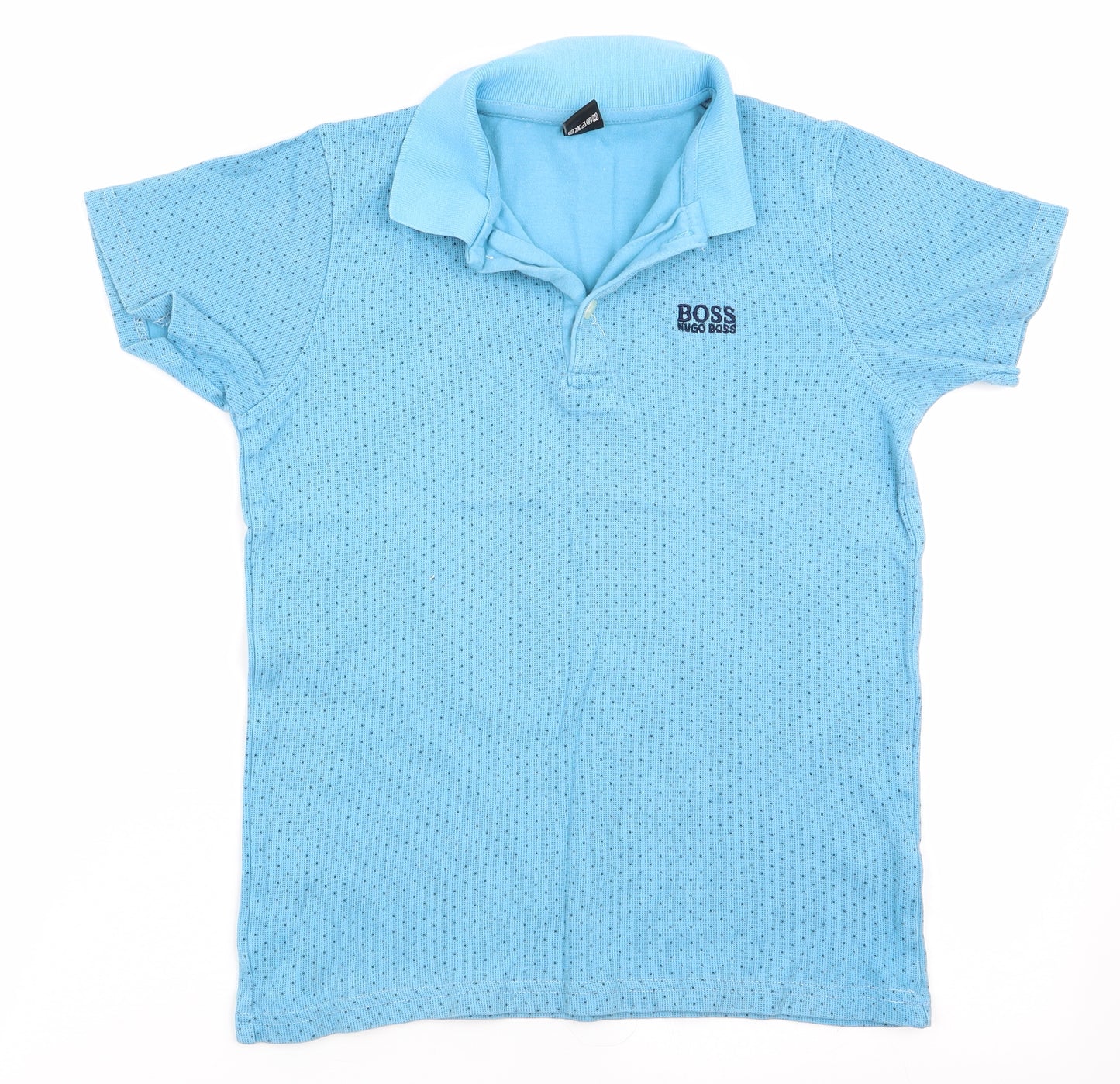 HUGO BOSS Boys Blue Polka Dot  Basic Polo Size 14 Years