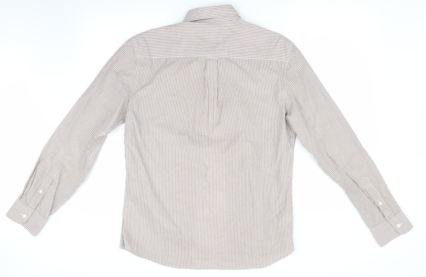 marks and# Mens Brown Striped   Button-Up Size M  - Tailored Fit