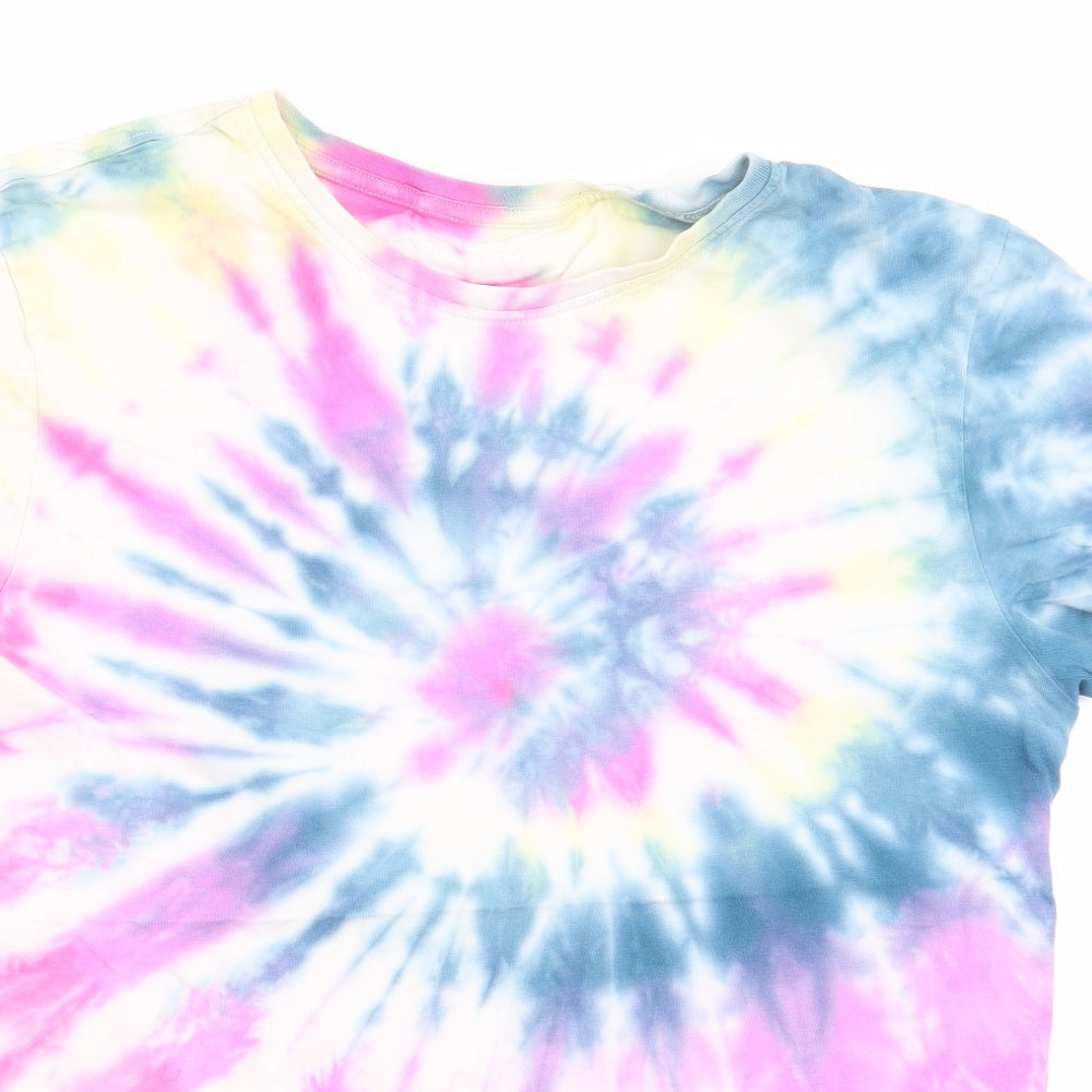 George Girls Purple Floral  Basic T-Shirt Size 14-15 Years  - Tie Die effect